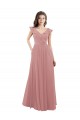 Dusty Pink V-Neck Cap Sleeves V-Back A-Line Bridesmaid Dress Townsville