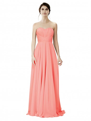 Peach Strapless Sleeveless A-Line Bridesmaid Dress Townsville