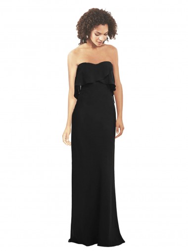 Black Strapless Sleeveless Sheath Bridesmaid Dress Townsville