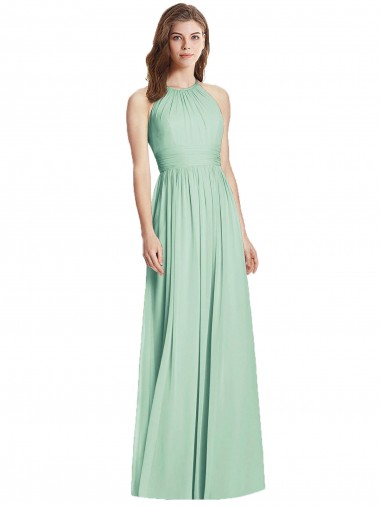 Mint Green Halter Neck Sleeveless Open Back A-Line Semi Formal Evening Dress / Bridesmaid Dress Townsville