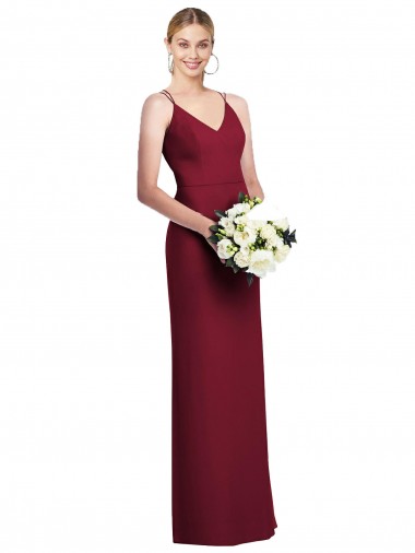 Burgundy V-Neck Sleeveless A-Line Formal Dress / Bridesmaid Dress Townsville