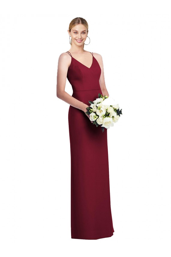 Burgundy V-Neck Sleeveless A-Line Formal Dress / Bridesmaid Dress Townsville