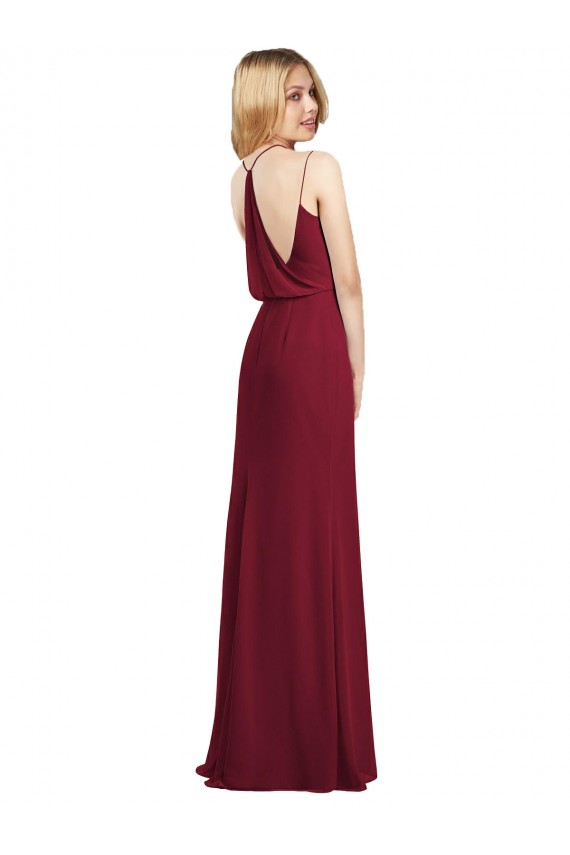 Burgundy V-Neck Sleeveless A-Line Formal Dress / Bridesmaid Dress Townsville