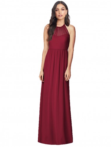 Burgundy Halter Neck Sleeveless Trumpet Bridesmaid Dress Townsville