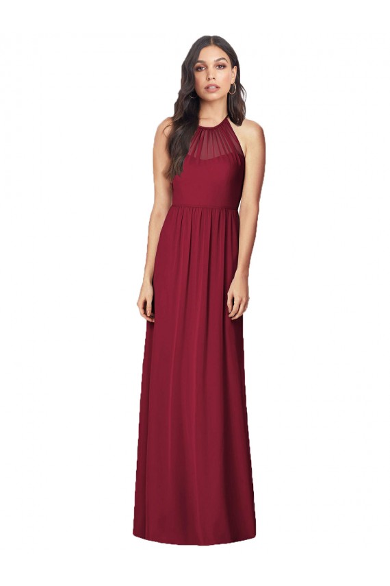 Burgundy Halter Neck Sleeveless Trumpet Bridesmaid Dress Townsville