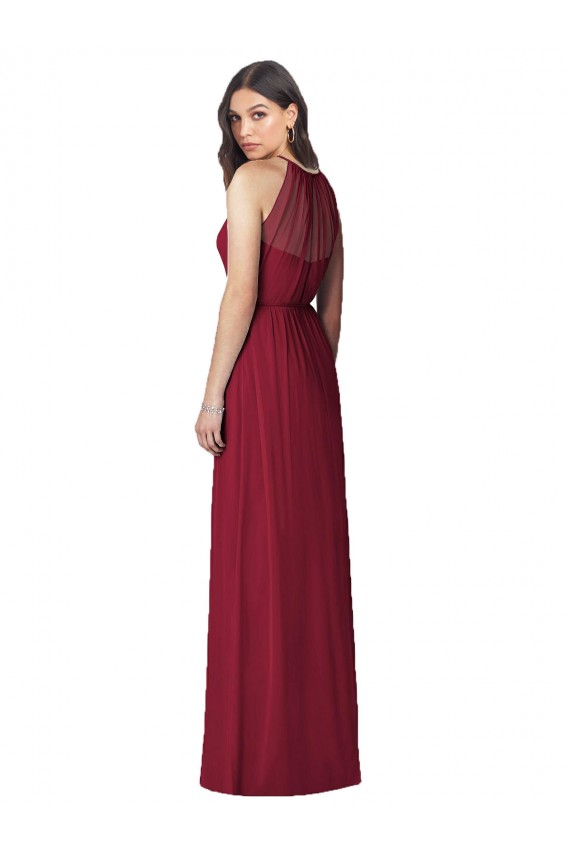 Burgundy Halter Neck Sleeveless Trumpet Bridesmaid Dress Townsville