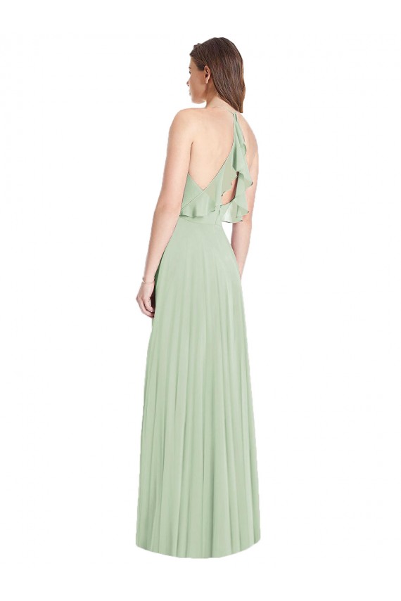 Sage V-Neck Cold Shoulder Trumpet Semi Formal Evening Dress / Bridesmaid Dress Townsville