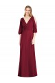 Burgundy V-Neck Bell Sleeves V-Back Trumpet Formal Dress / Bridesmaid Dress Townsville