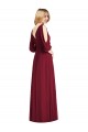 Burgundy V-Neck Bell Sleeves V-Back Trumpet Formal Dress / Bridesmaid Dress Townsville