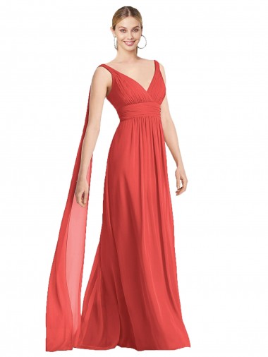 Firecracker V-Neck Sleeveless Low Back A-Line Bridesmaid Dress Townsville