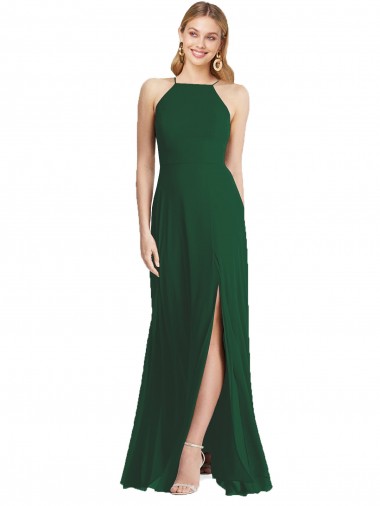 Dark Green High Neck Sleeveless A-Line Semi Formal Evening Dress / Bridesmaid Dress Townsville