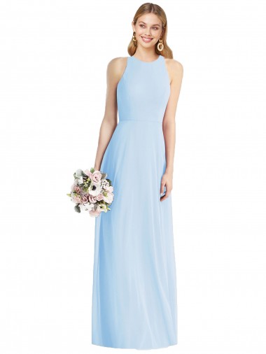 Light Sky Blue Halter Neck Sleeveless Trumpet Semi Formal Evening Dress / Bridesmaid Dress Townsville