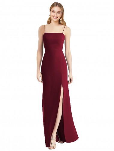 Burgundy Spaghetti Straps Sleeveless Tie Back Trumpet Bridesmaid Dress Townsville