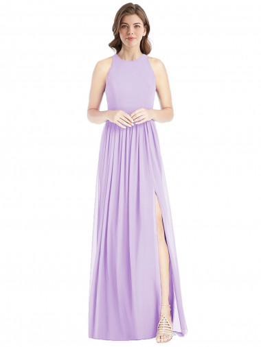 Lilac Halter Neck Sleeveless A-Line Bridesmaid Dress Townsville