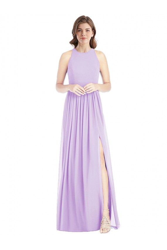 Lilac Halter Neck Sleeveless A-Line Bridesmaid Dress Townsville