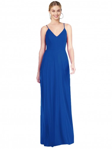 Royal Blue V-Neck Sleeveless Open Back A-Line Formal Dress / Bridesmaid Dress Townsville