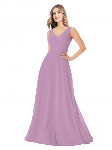 Dark Lavender V-Neck Sleeveless A-Line Bridal Party Dress Townsville