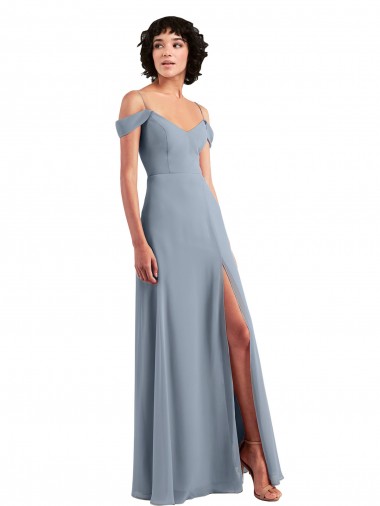 Dusty Blue V-Neck Sleeveless A-Line Formal Dress / Bridesmaid Dress Townsville