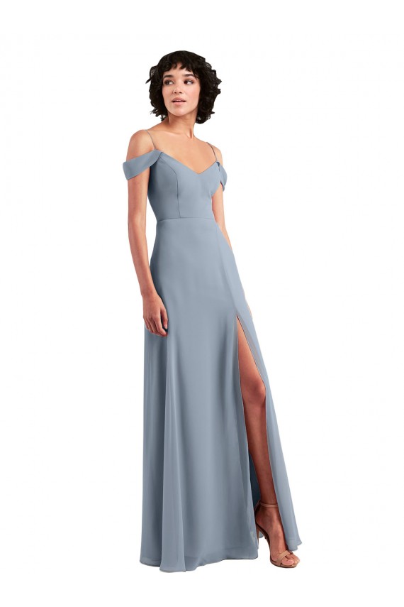 Dusty Blue V-Neck Sleeveless A-Line Formal Dress / Bridesmaid Dress Townsville