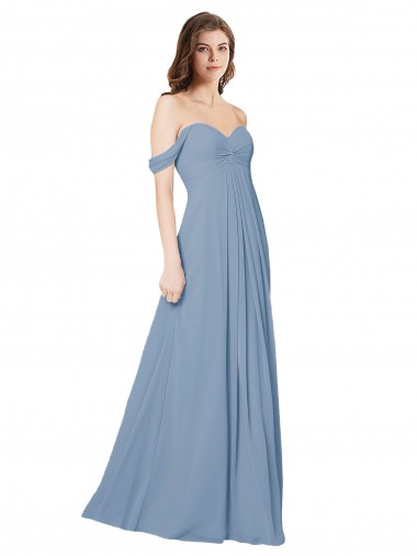 Dusty Blue Sweetheart Sleeveless Low Back A-Line Wedding Party Dress Townsville