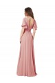 Bliss Pink V-Neck Flutter Sleeves V-Back A-Line Bridesmaid Dress Townsville