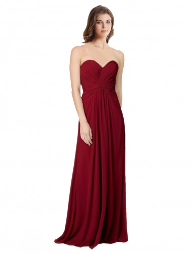 Burgundy Sweetheart Sleeveless Open Back A-Line Bridesmaid Dress Townsville