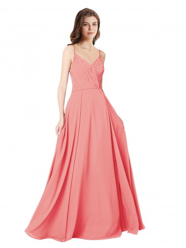 Watermelon V-Neck Sleeveless Open Back A-Line Bridesmaid Dress Townsville