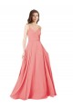 Watermelon V-Neck Sleeveless Open Back A-Line Bridesmaid Dress Townsville