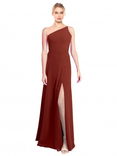 Burgundy One Shoulder Sleeveless A-Line Formal Dress / Bridesmaid Dress Townsville