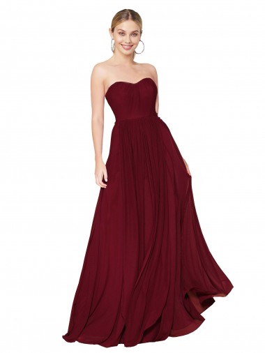 Burgundy Strapless Sleeveless A-Line Formal Evening Gown / Prom Dress / Bridesmaid Dress Townsville