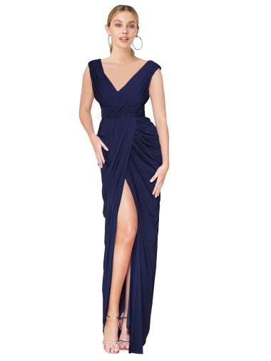 Dark Navy High Neck Sleeveless V-Back Mermaid Formal Evening Gown / Prom Dress / Bridesmaid Dress Townsville