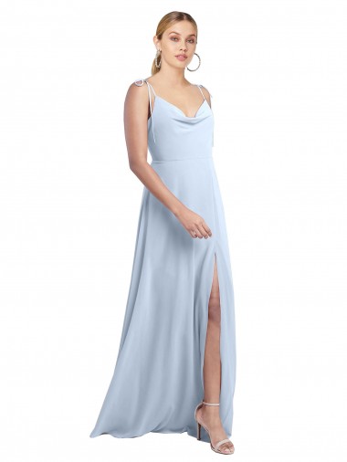 Light Sky Blue Cowl Neck Sleeveless V-Back A-Line Bridesmaid Dress / Evening Gowns Townsville