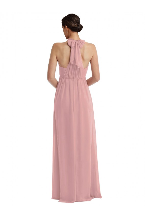 Dusty Pink Halter Neck Sleeveless A-Line Semi Formal Evening Dress / Bridesmaid Dress Townsville