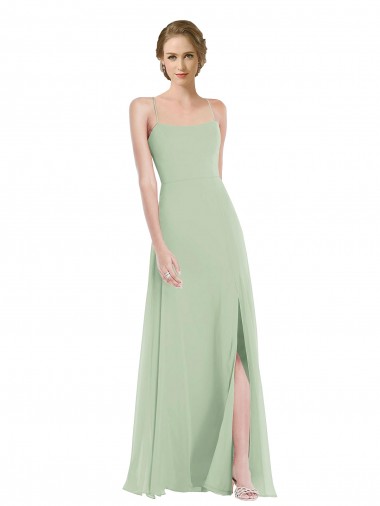 Sage Scoop Neck Sleeveless Open Back A-Line Semi Formal Evening Dress / Bridesmaid Dress Townsville