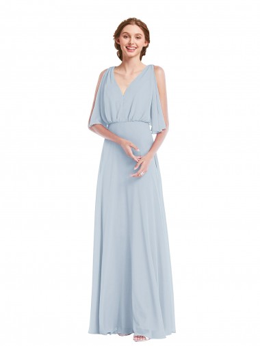 Sea Glass V-Neck Half Sleeves A-Line Evening Gown / Bridesmaid Dress Townsville