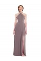 Dusty Rose Halter Neck Sleeveless Low Back A-Line Formal Evening Gown / Bridesmaid Dress Townsville