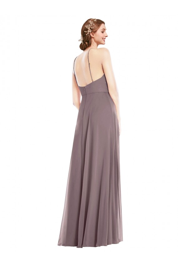 Dusty Rose Halter Neck Sleeveless Low Back A-Line Formal Evening Gown / Bridesmaid Dress Townsville