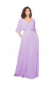 Lilac V-Neck Half Sleeves Low Back A-Line Bridesmaid Dress Townsville