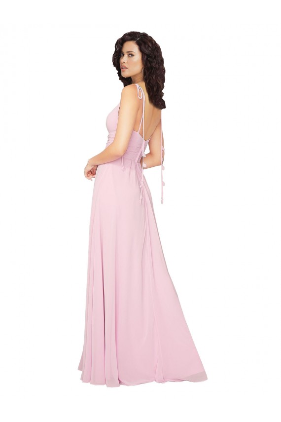 Barely Pink V-Neck Sleeveless V-Back A-Line Bridesmaid Dress Townsville