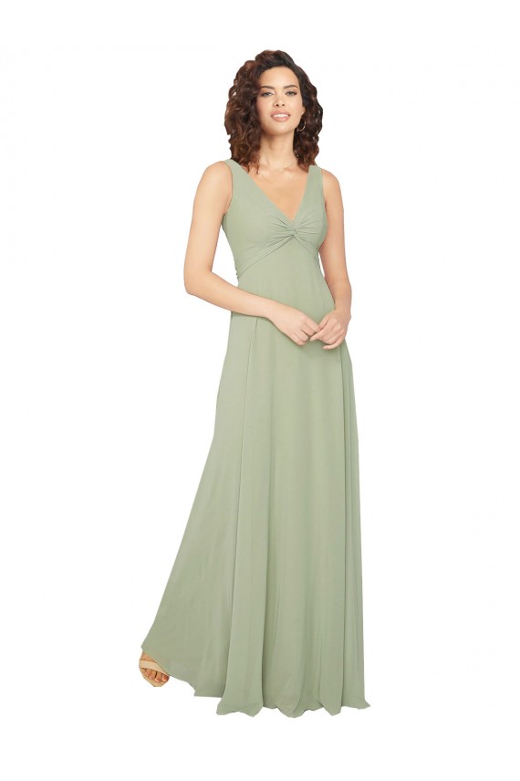 Sage V-Neck Sleeveless V-Back A-Line Bridesmaid Dress / Evening Dress Townsville