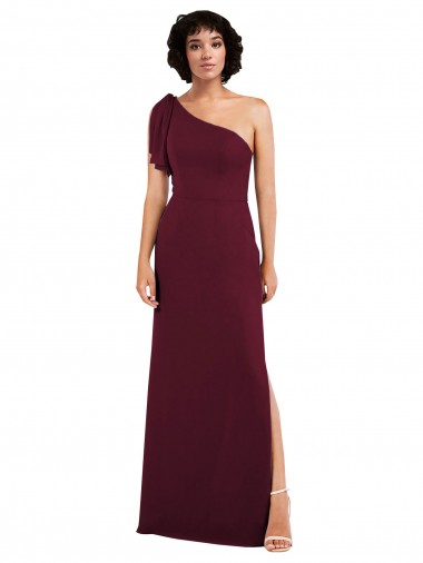 Burgundy One Shoulder Sleeveless A-Line Formal Evening Gown / Bridesmaid Dress Townsville