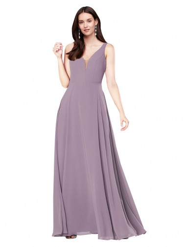 Dark Lavender V-Neck Sleeveless V-Back Sheath Formal Evening Gown / Bridesmaid Dress Townsville