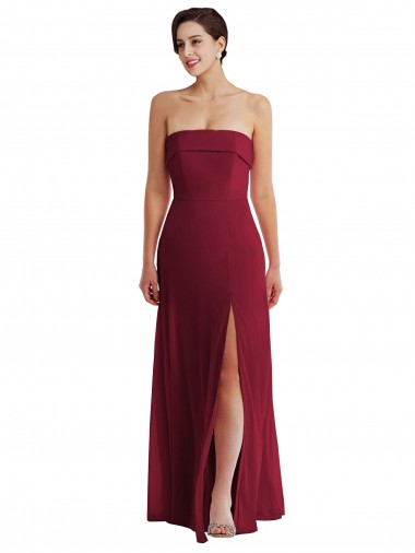 Burgundy Strapless Sleeveless Low Back A-Line Formal Evening Gown / Bridesmaid Dress Townsville