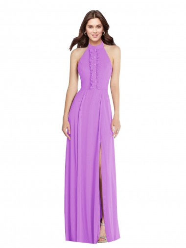 Violet Halter Neck Sleeveless Open Back A-Line Formal Evening Gown / Bridesmaid Dress Townsville