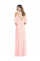 Pink V-Neck Cold Shoulder V-Back A-Line Semi Formal Evening Dress / Bridesmaid Dress Townsville