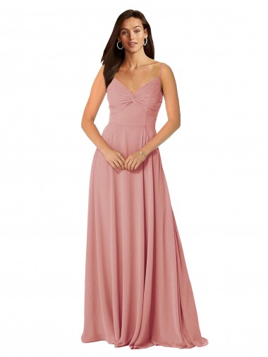 Bliss Pink V-Neck Sleeveless V-Back A-Line Bridesmaid Dress Townsville