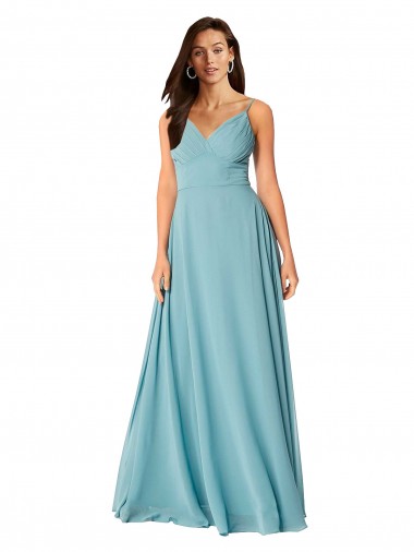 Turquoise V-Neck Sleeveless A-Line Bridesmaid Dress Townsville