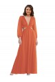 Firecracker V-Neck Long Sleeves Open Back A-Line High Low Evening Gown / Bridesmaid Dress Townsville