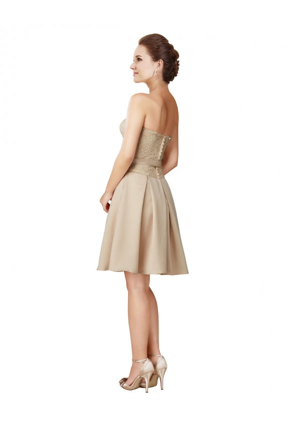 Champagne Sweetheart Sleeveless Satin & Lace A-Line Bridesmaid Dress Townsville