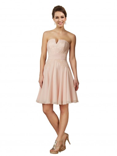 Pink Sweetheart Sleeveless Soft Chiffon & Lace A-Line Bridesmaid Dress Townsville